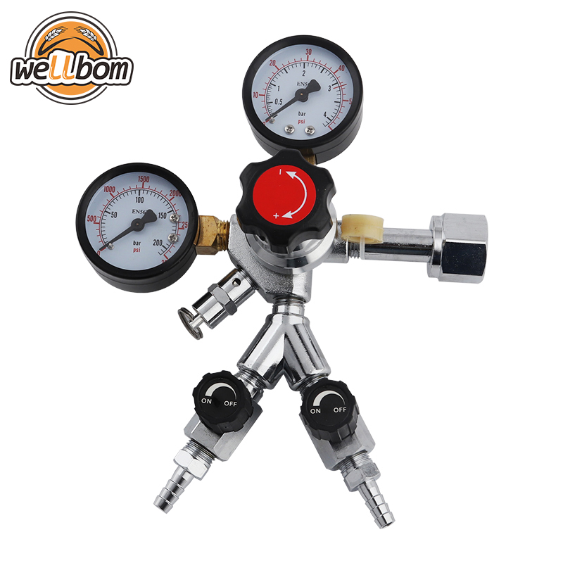CGA320 CO2 Dual Gauge Regulator ,CO2 Pressure Reducerfor Home Beer Brew Brewing Kegerator